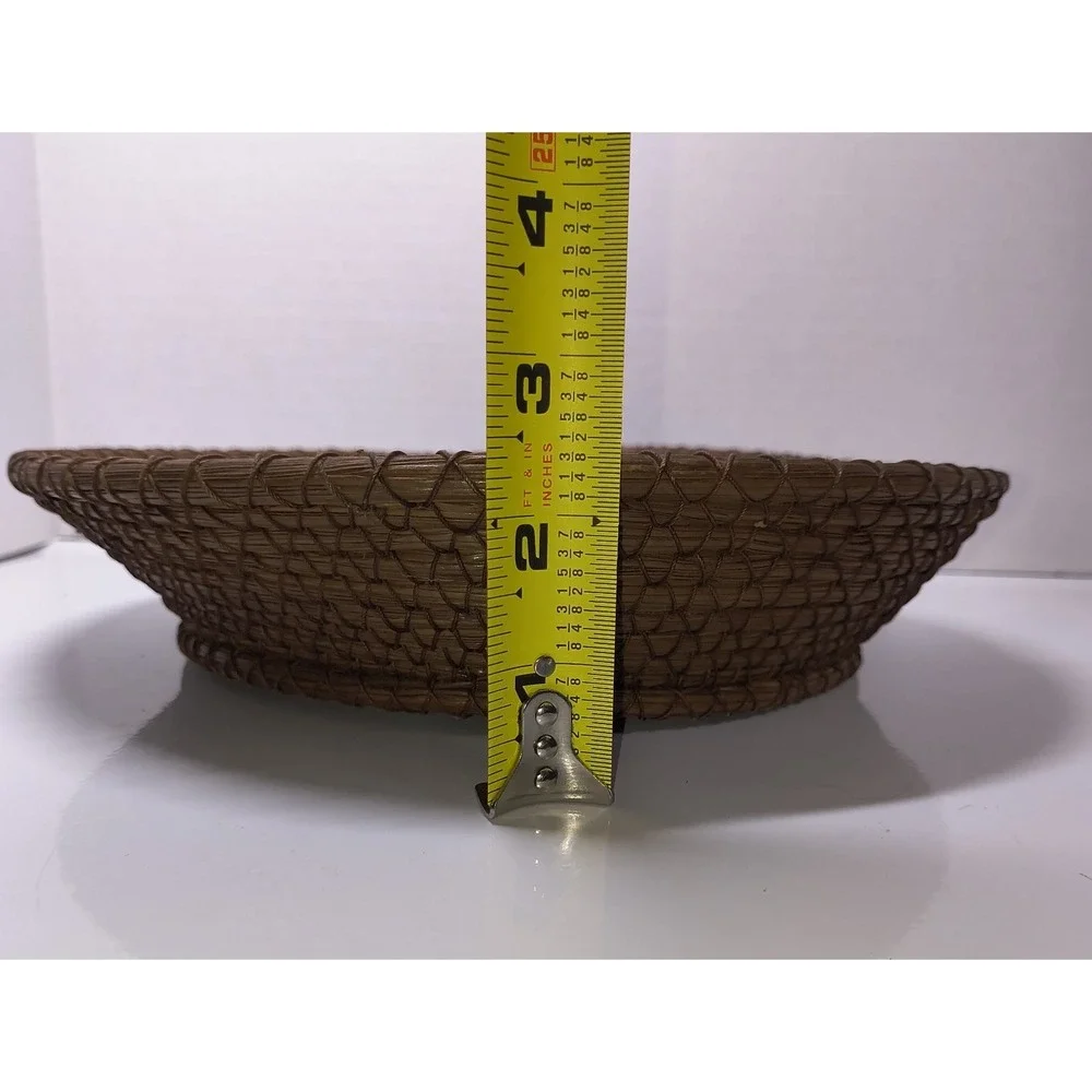 Coiled Handmade Woven Bowl Basket Plate Table Or‎ Wall Decor Pine Needle Straw